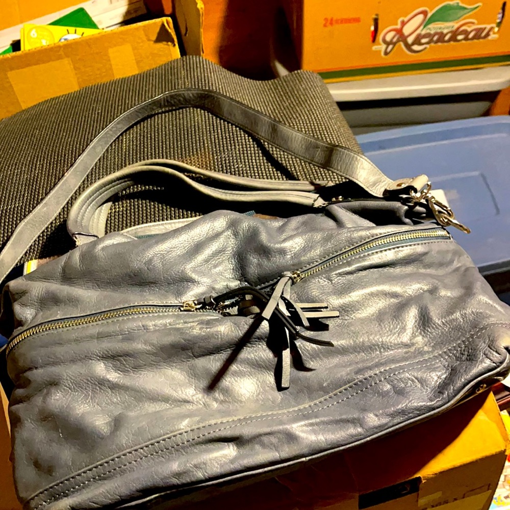 Danier denim blue genuine leather hand bag